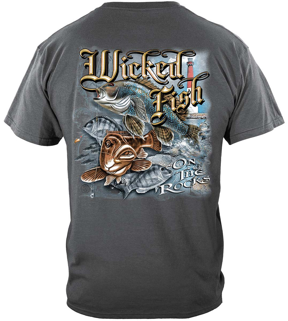 Wicked Fish On the Rocks T-Shirt - back view