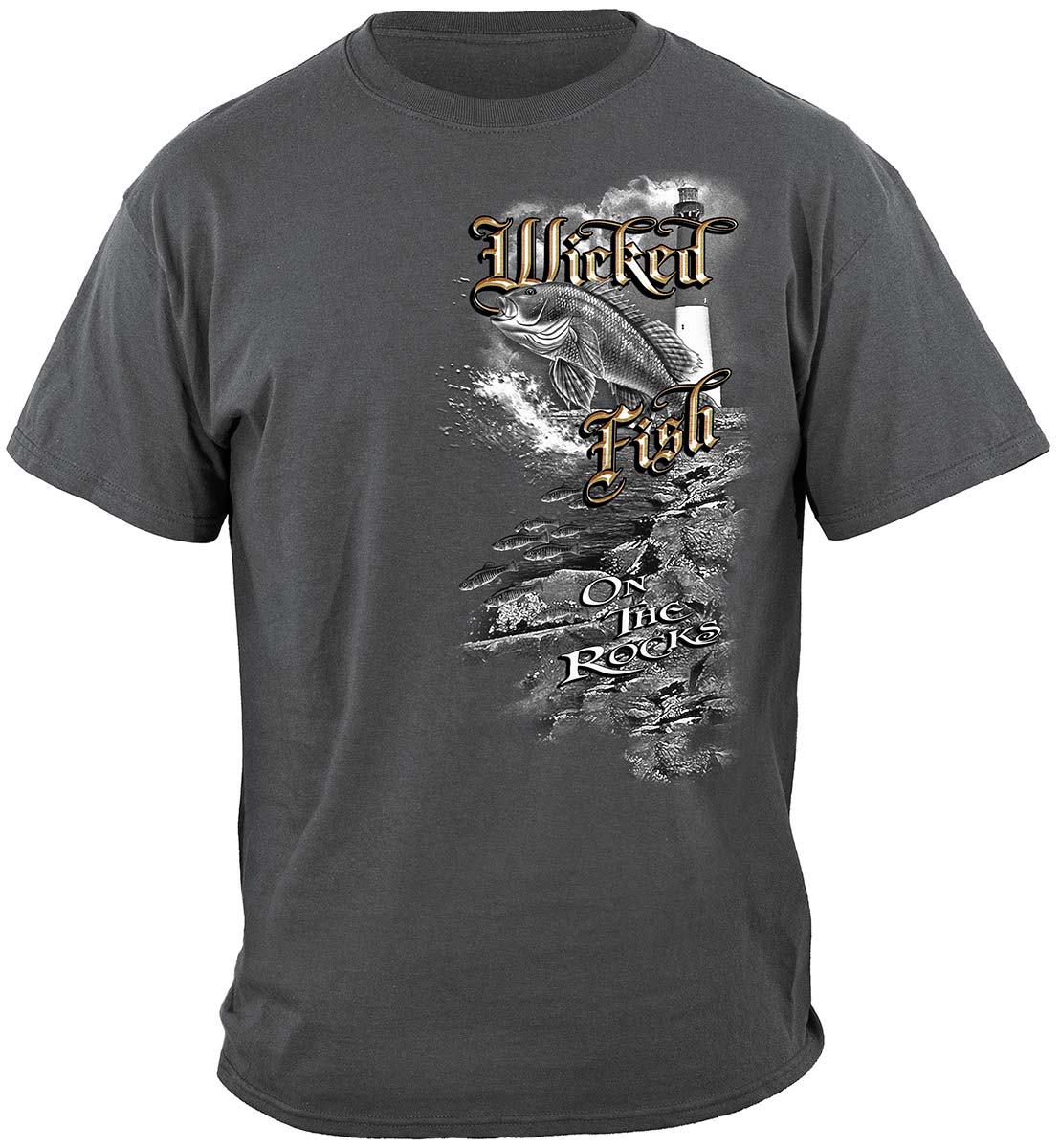 Wicked Fish On the Rocks T-Shirt - front view