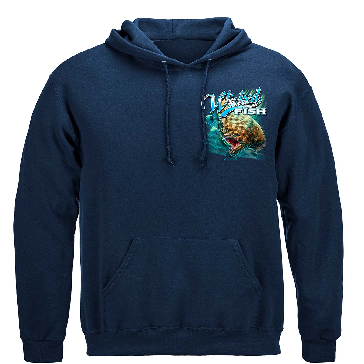 Wicked Fish Fighting Bucktail Fluke Lure Hoodie - front view