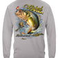 Wicked Fish Largemouth Bass Popper Jumping Frog Long Sleeve Shirt - back view