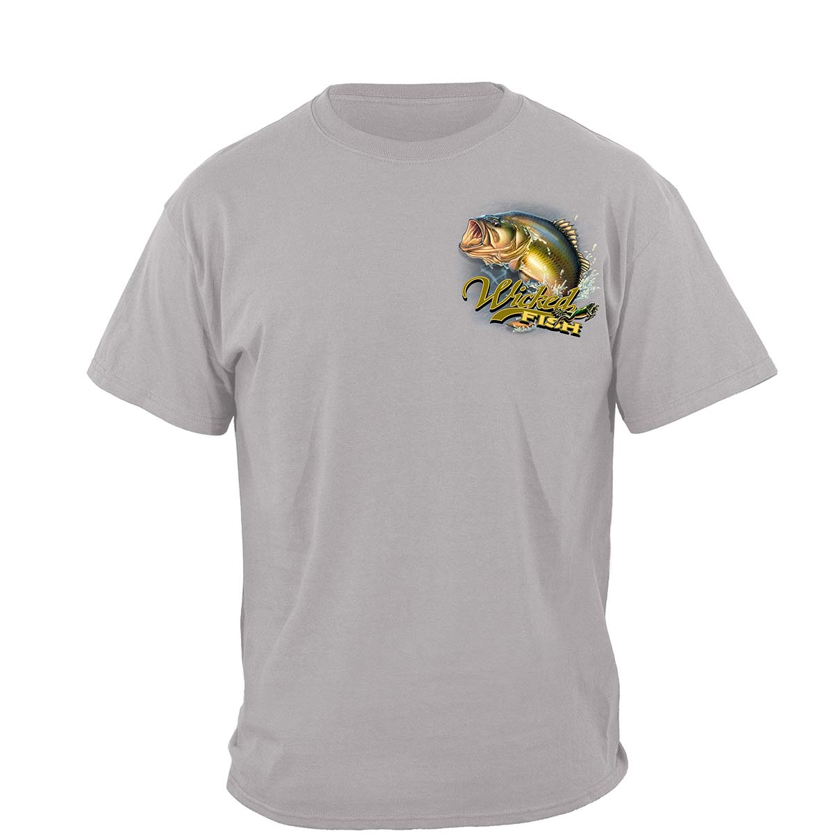 Wicked Fish Largemouth Bass Popper Jumping Frog T-Shirt - front view