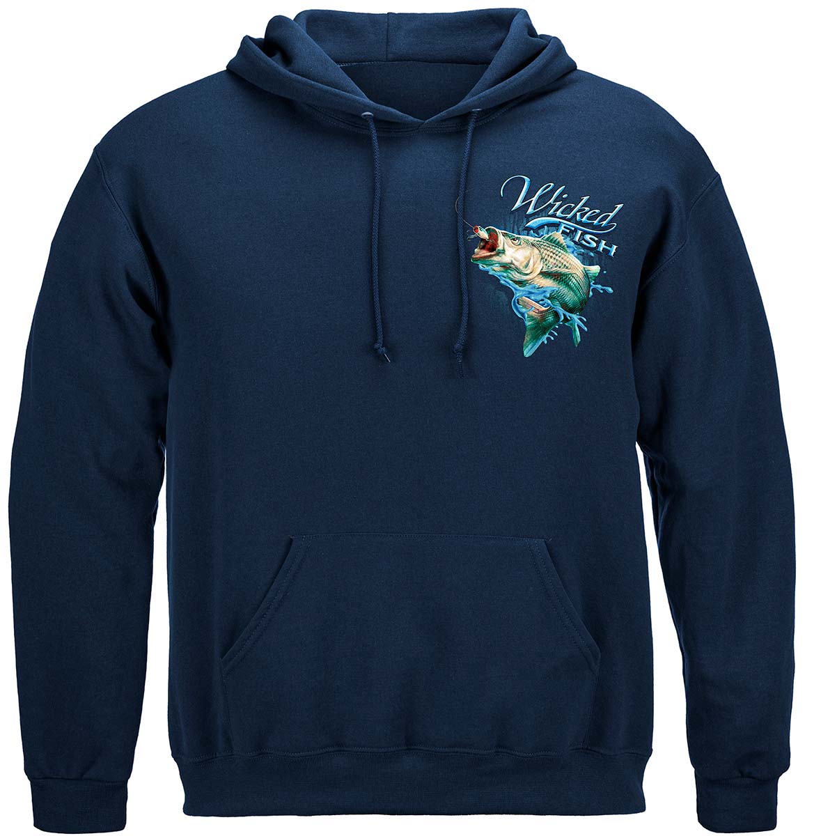 Wicked Fish Striped Bass Popper Airborne Hoodie - front view