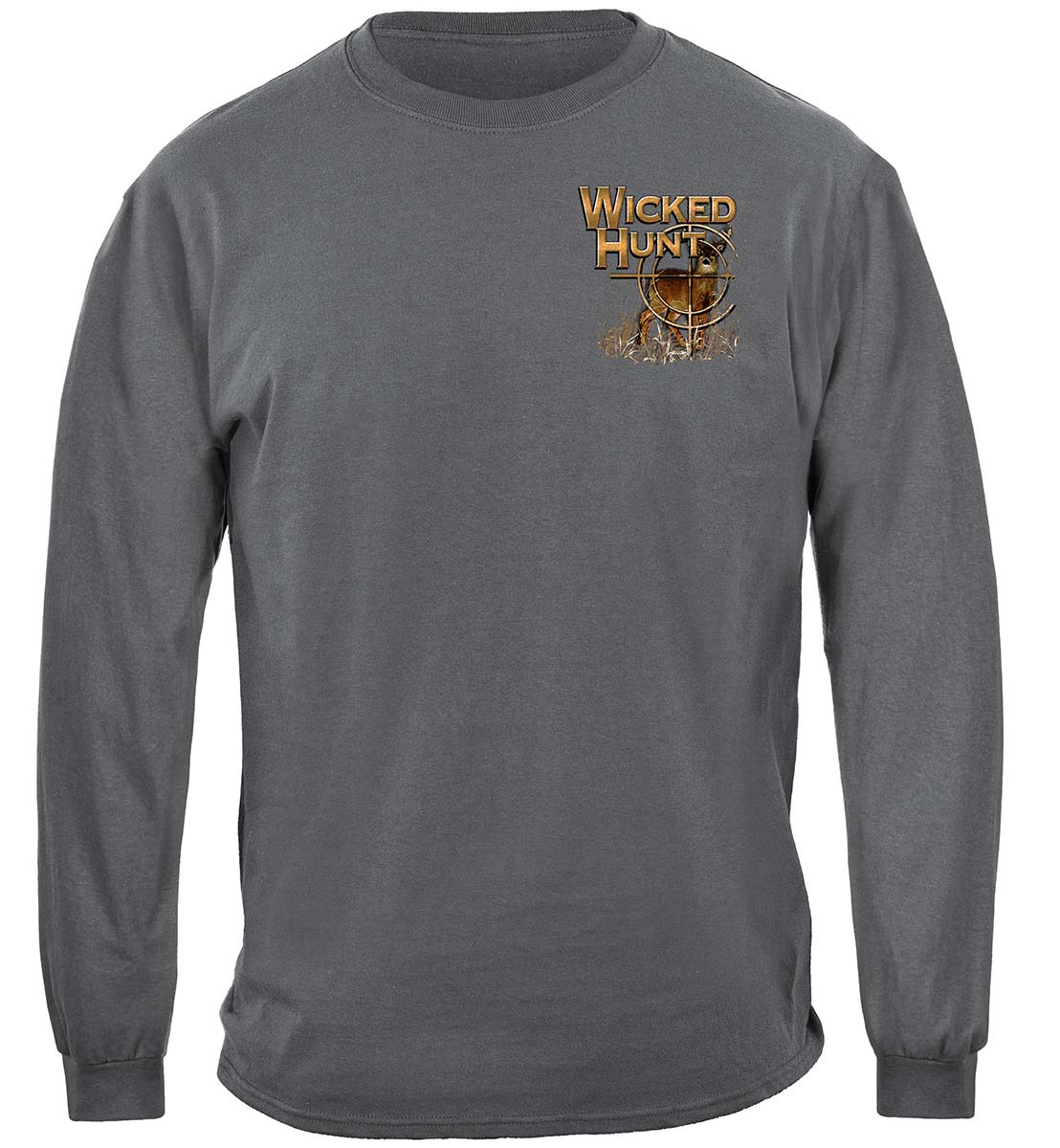 Wicked Hunt Deer Buck Stops Here Long Sleeve Shirt - front view