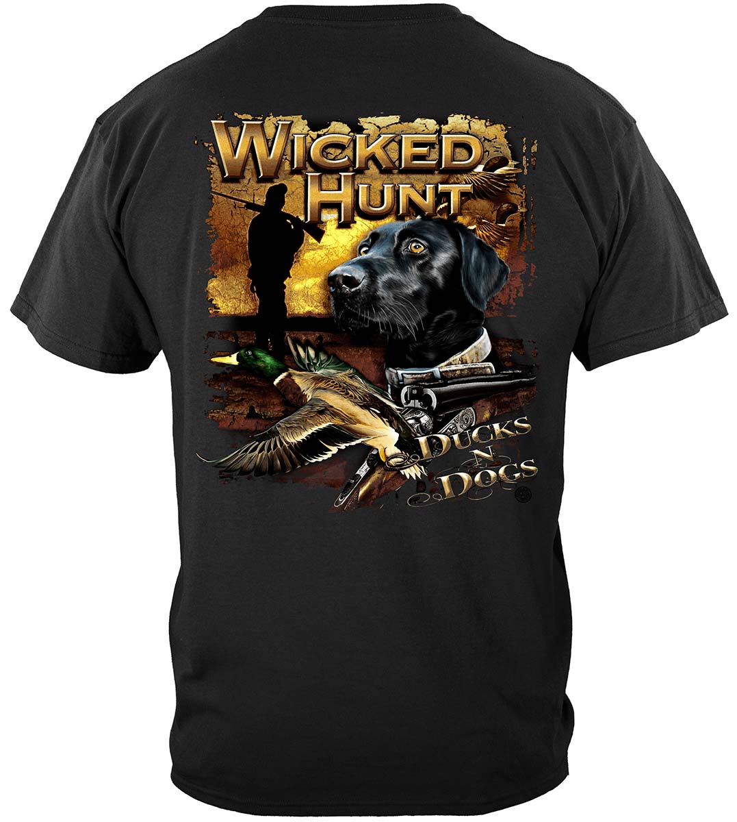 Wicked Hunt Ducks and Dogs T-Shirt - back view
