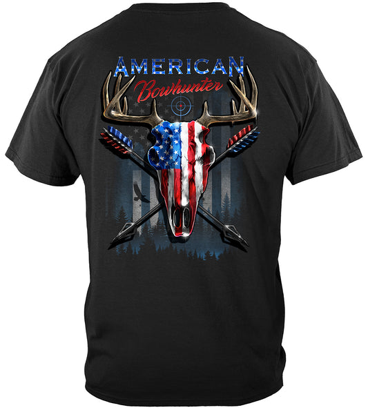 American Bow Hunter Patriotic Skull T-Shirt - back view