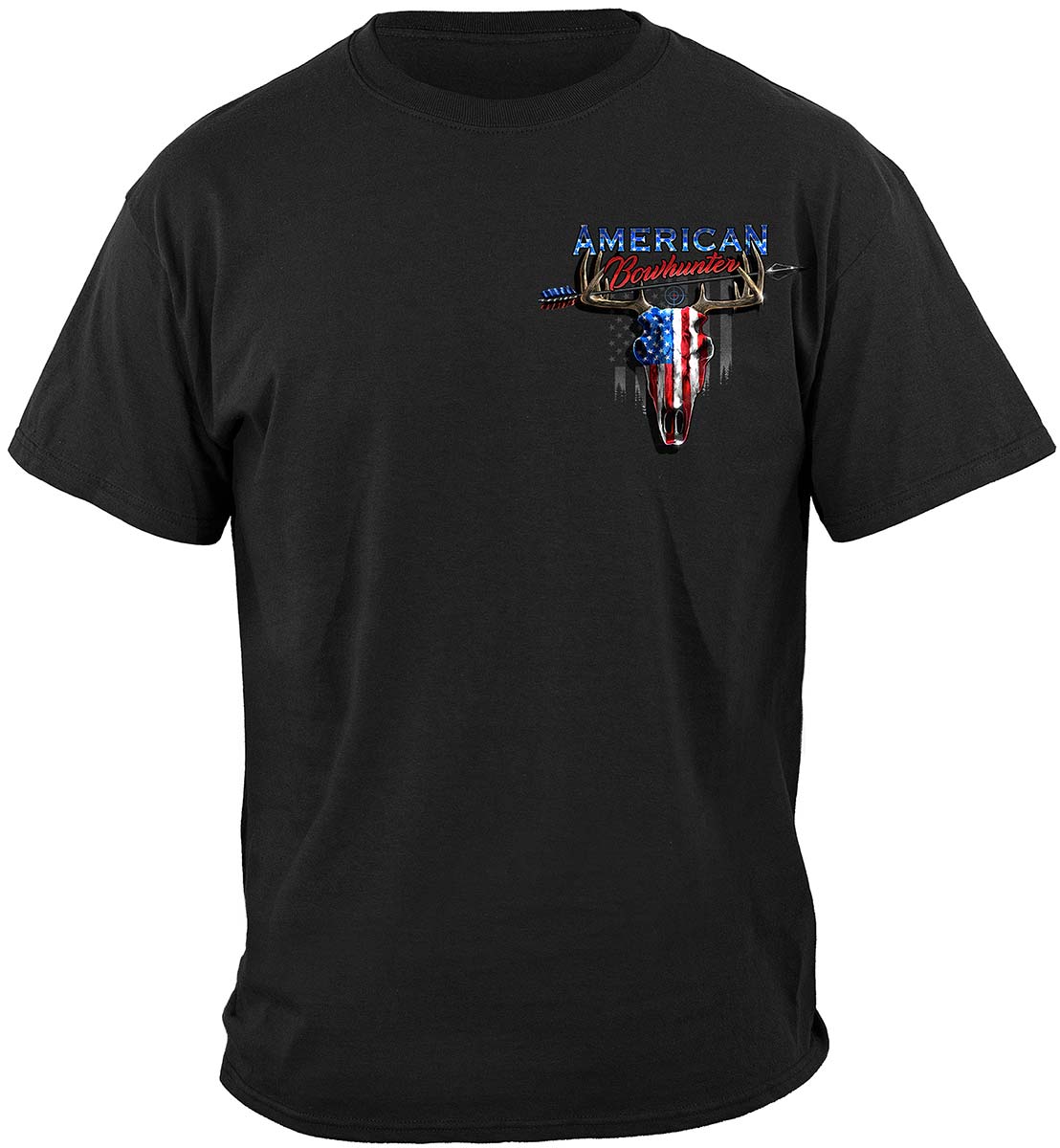 American Bow Hunter Patriotic Skull T-Shirt - front view