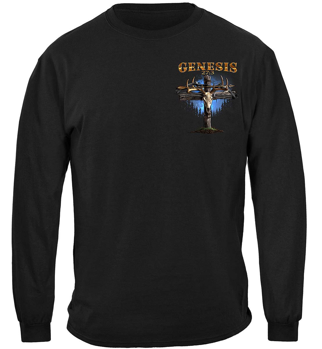 Hunting Genesis 27:3 Bible Verse Long Sleeve Shirt - front view