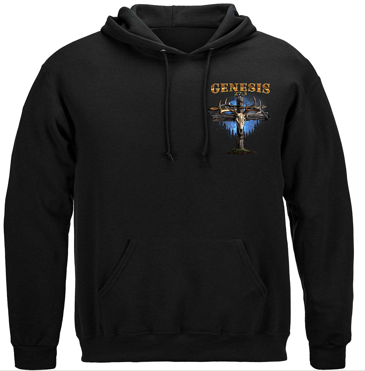Hunting Genesis 27:3 Bible Verse Hoodie - front view