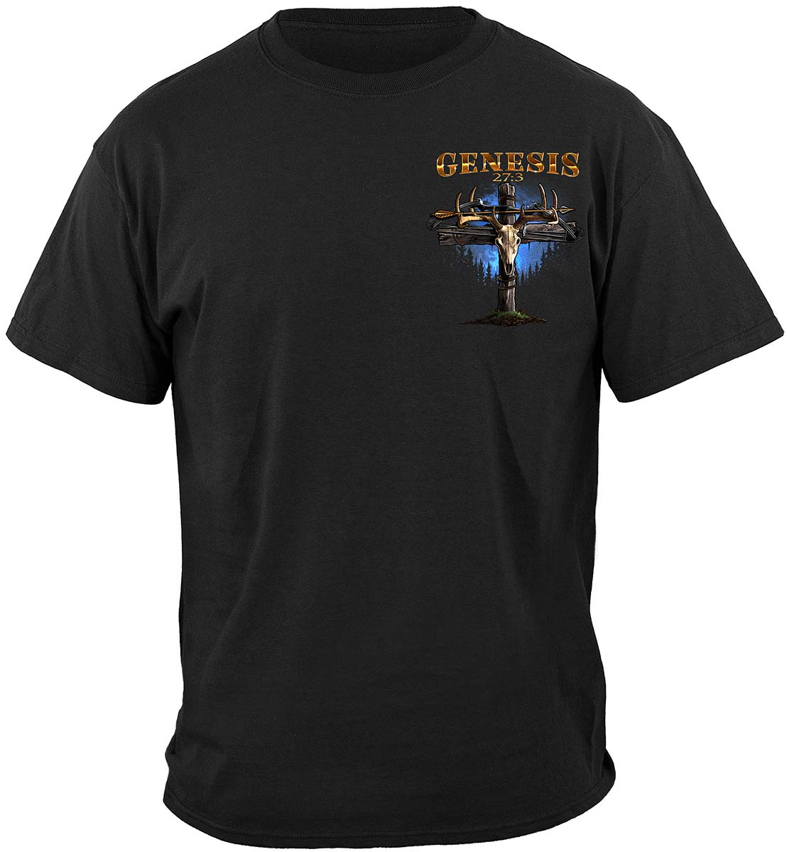 Hunting Genesis 27:3 Bible Verse T-Shirt - front view