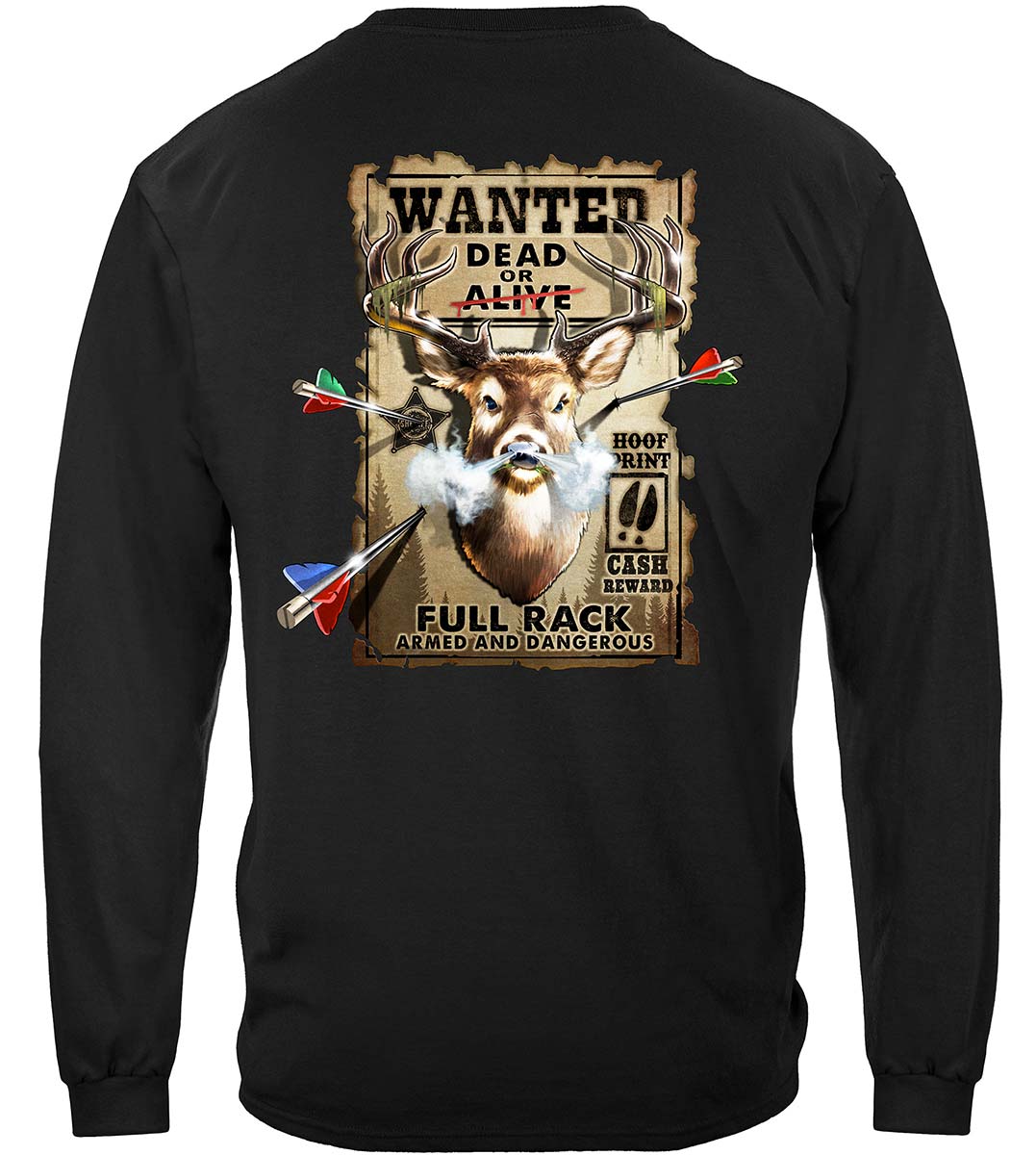 Hunting Wanted Dead or Alive Full Rack Long Sleeve Shirt - back view