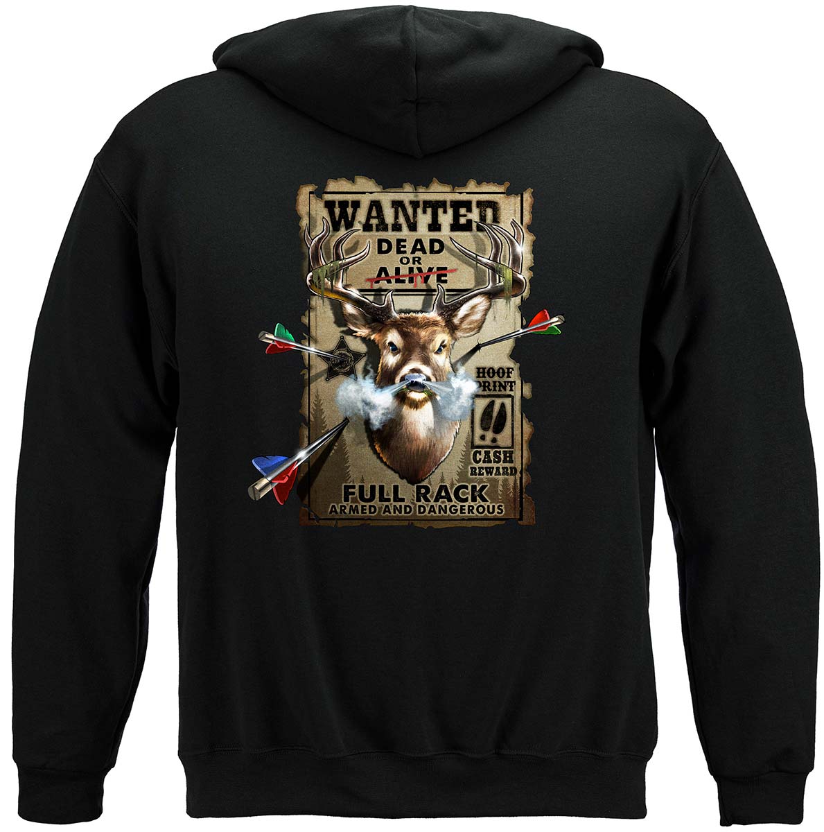 Hunting Wanted Dead or Alive Full Rack Hoodie - back view