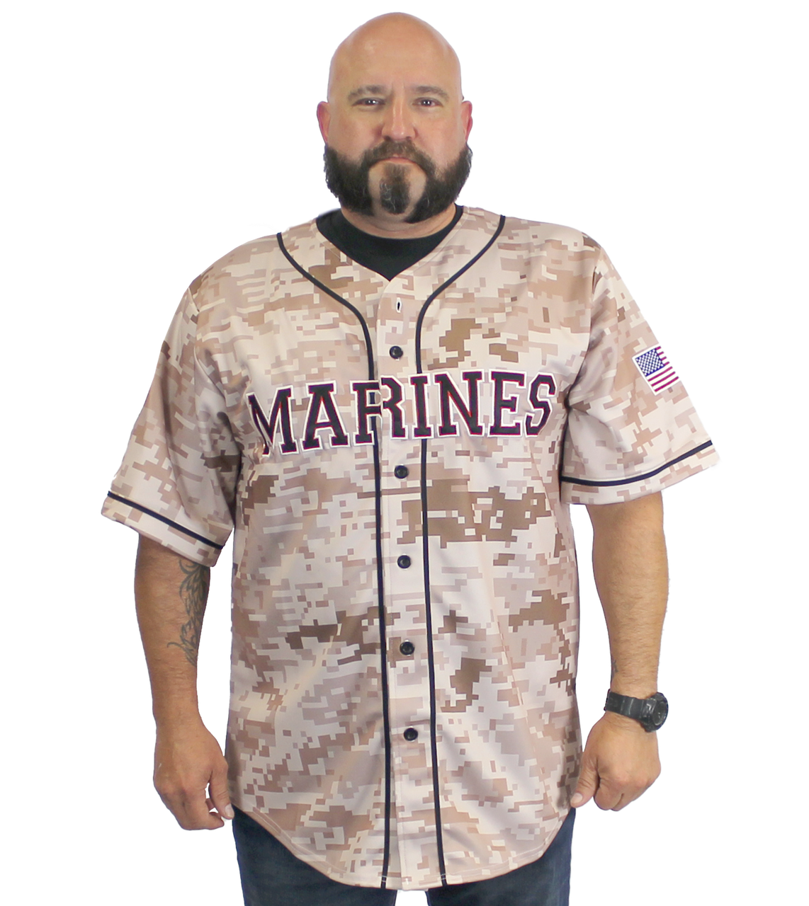 U.S. Marines Digital Camo Embroidered Baseball Jersey – view 1
