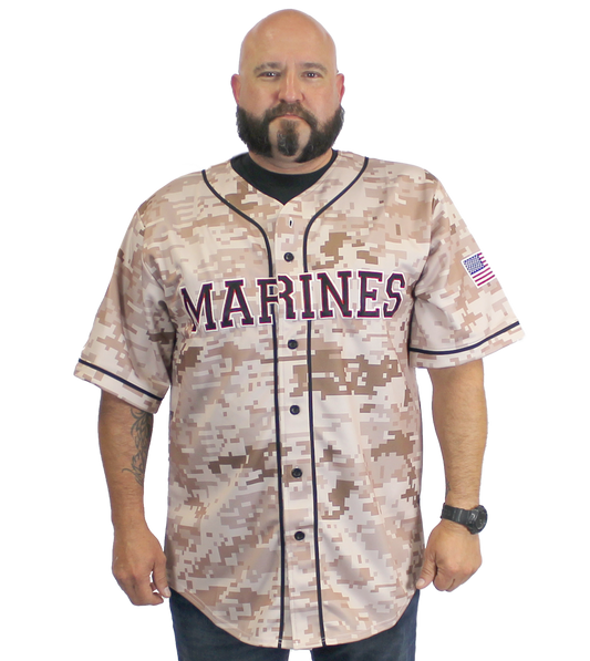 U.S. Marines Digital Camo Embroidered Baseball Jersey – view 1