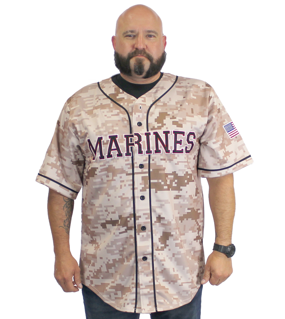 U.S. Marines Digital Camo Embroidered Baseball Jersey – view 1