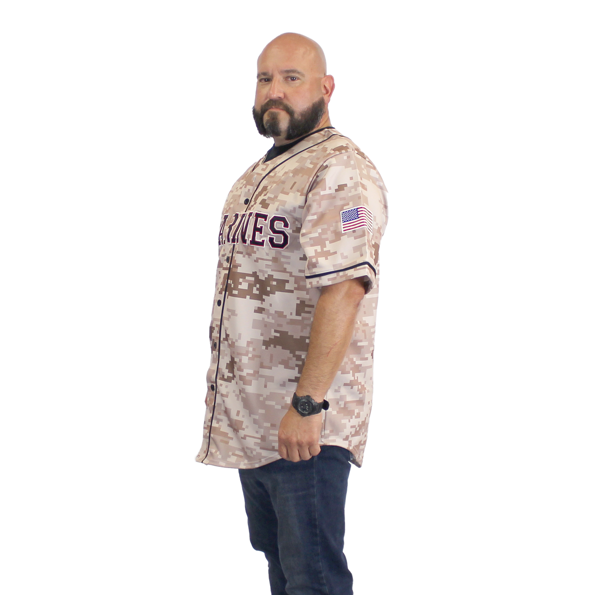 U.S. Marines Digital Camo Embroidered Baseball Jersey – view 2