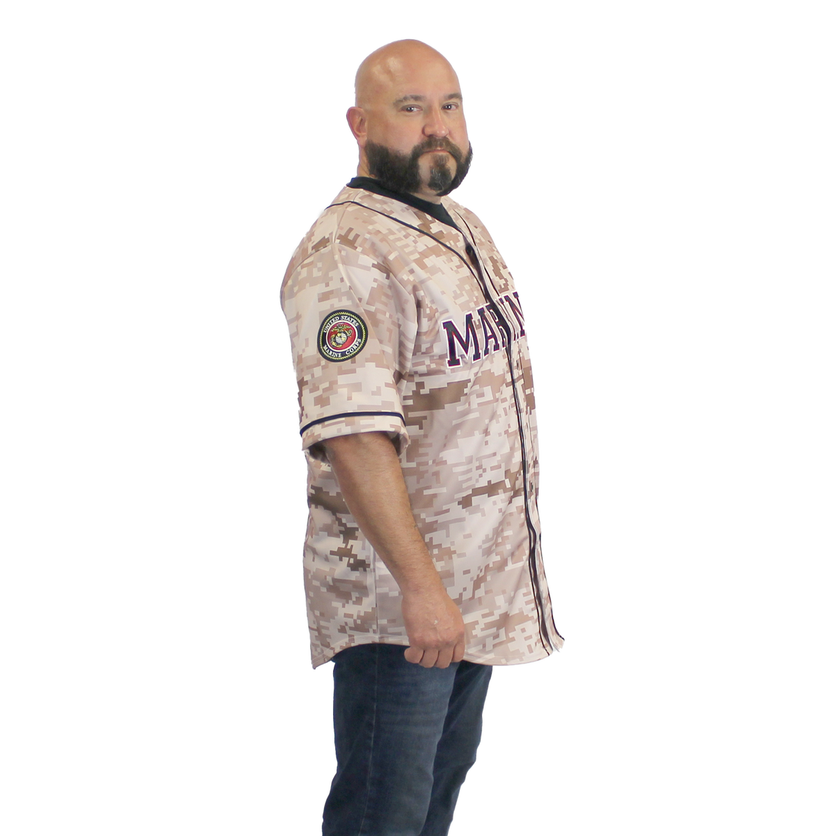 U.S. Marines Digital Camo Embroidered Baseball Jersey – view 3