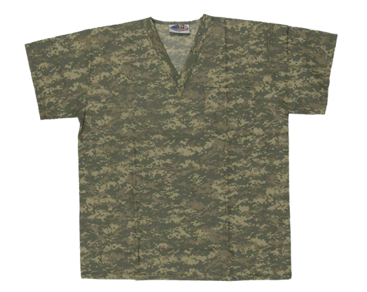 Digital Camouflage Unisex Scrub Top Apparel – view 1