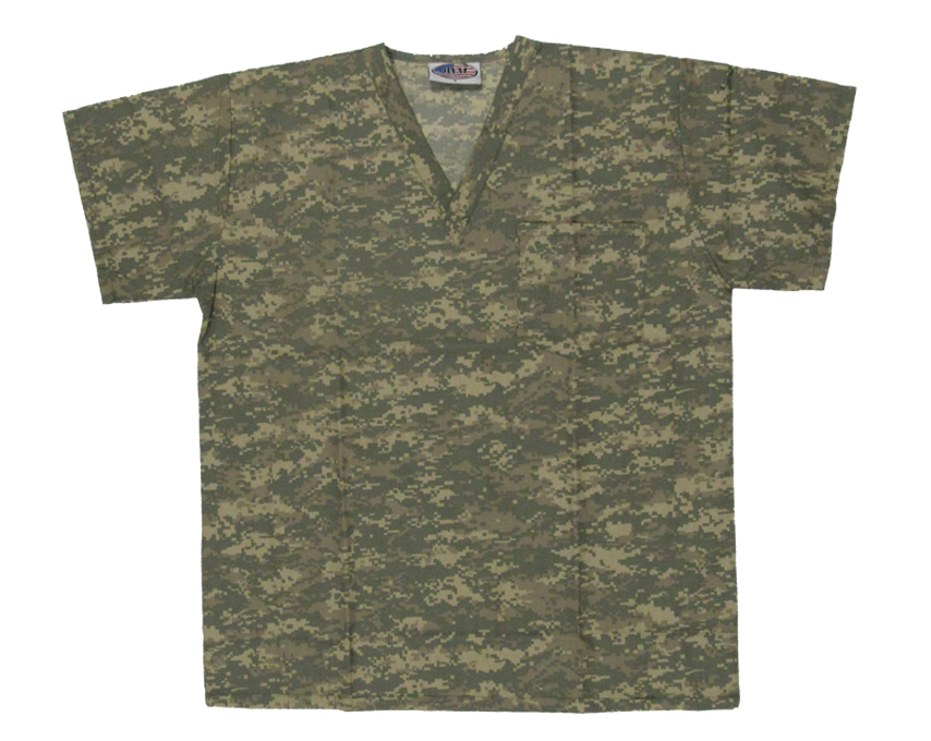 Digital Camouflage Unisex Scrub Top Apparel – view 1