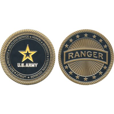 U.S. Army Ranger Challenge Coin – front and reverse