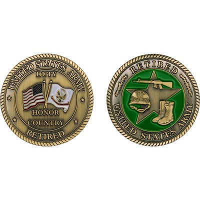 U.S. Army Retired Challenge Coin – front and reverse