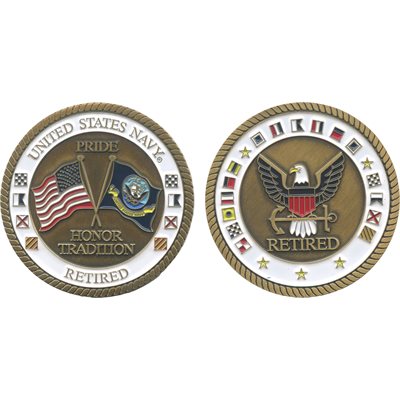 U.S. Navy Retired Challenge Coin – front and reverse