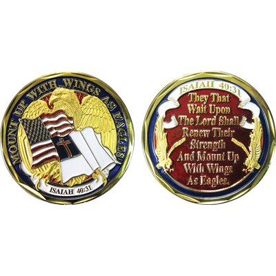 Wings as Eagles Isaiah 40:31 Challenge Coin – front and reverse