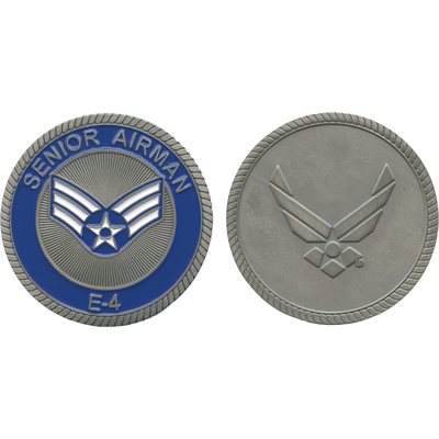U.S. Air Force Senior Airman E-4 Challenge Coin – front and reverse