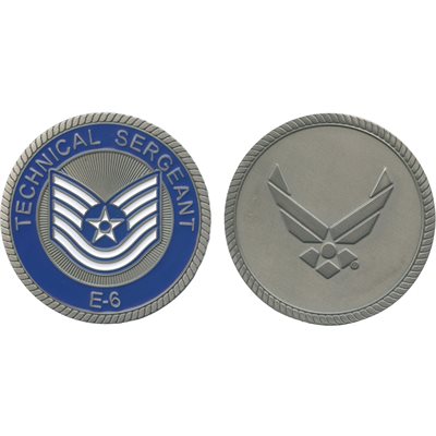 U.S. Air Force Technical Sergeant E-6 Challenge Coin – front and reverse