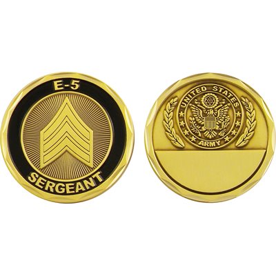 U.S. Army Sergeant E-5 Challenge Coin – front and reverse