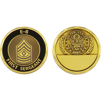 U.S. Army First Sergeant E-8 Challenge Coin – front and reverse
