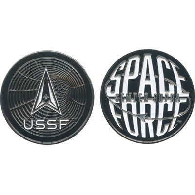 U.S. Space Force Globe Lettering Challenge Coin – front and reverse