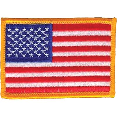Eagle Crest American Flag Gold Border 2 x 3 Inch Hook & Loop Patch