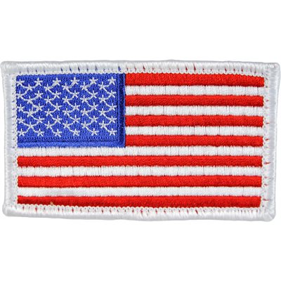 Eagle Crest American Flag White Border 2 x 3 Inch Hook & Loop Patch