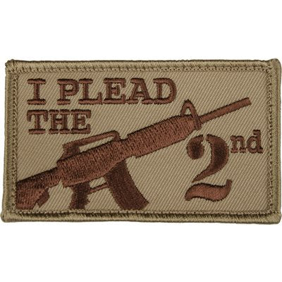 Eagle Crest I Plead the 2nd Tan Hook & Loop Patch