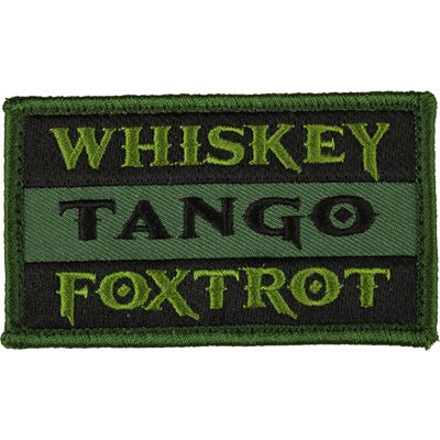 Whiskey Tango Foxtrot Olive Green Hook-and-Loop Patch