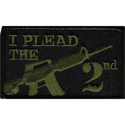 Eagle Crest I Plead the 2nd Black and Olive Hook & Loop Patch