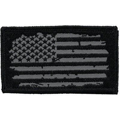 Eagle Crest Grunge American Flag Black and Gray Hook & Loop Patch
