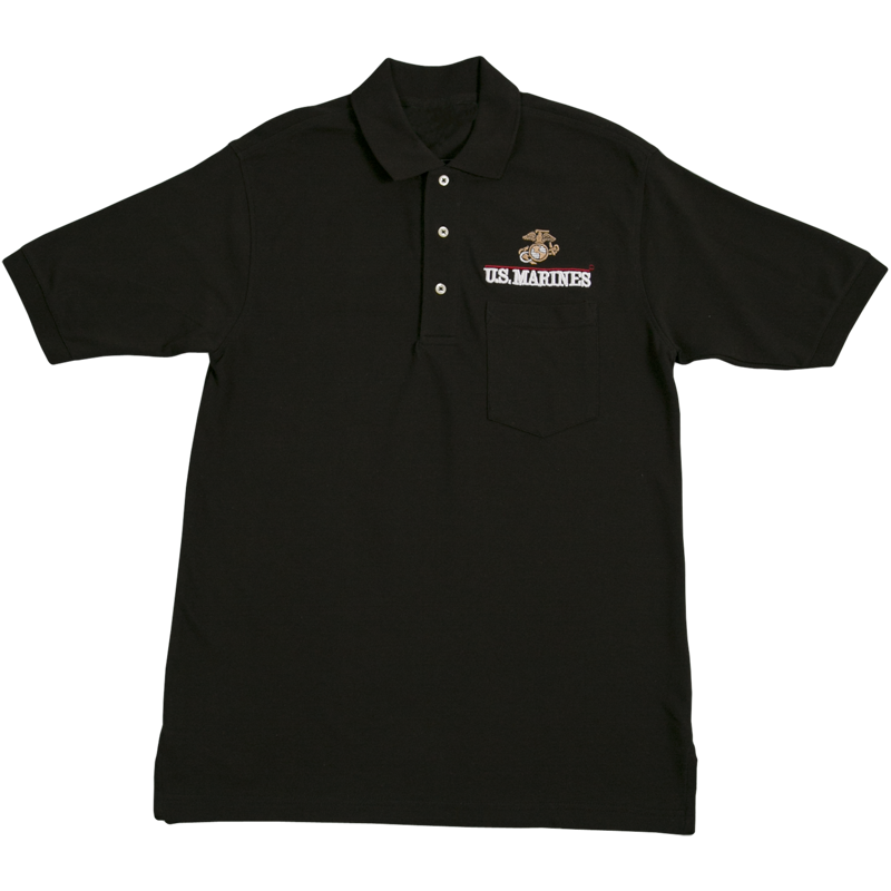 U.S. Marines Black Pocket Golf Polo Shirt – view 2