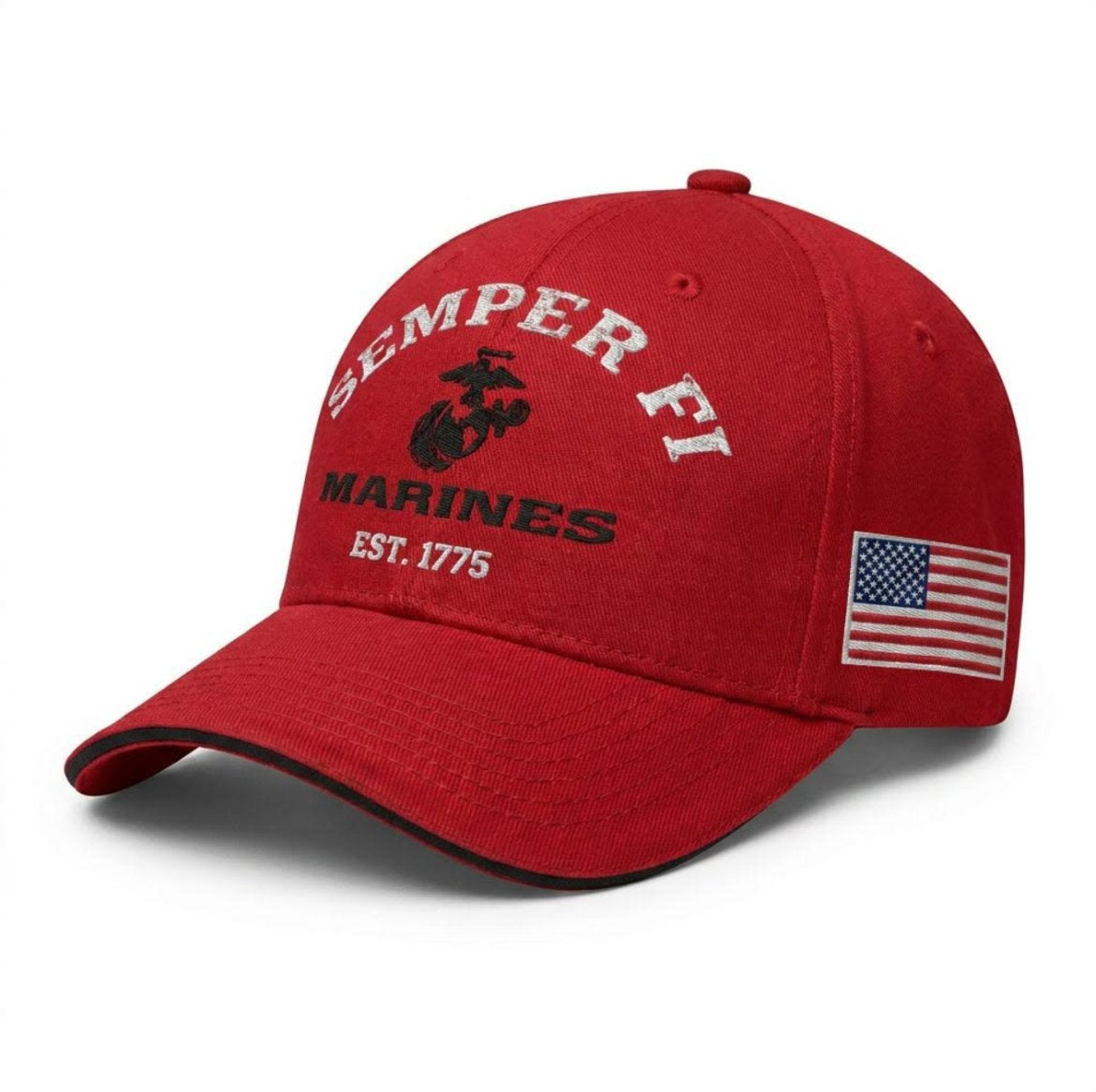 U.S. Marines Semper Fi Est. 1775 Embroidered Cap - Red