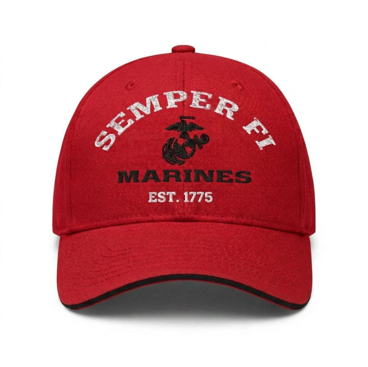 U.S. Marines Semper Fi Est. 1775 Embroidered Cap - Red