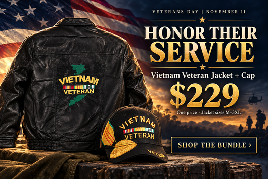 Veterans Day jacket and cap bundle, $229
