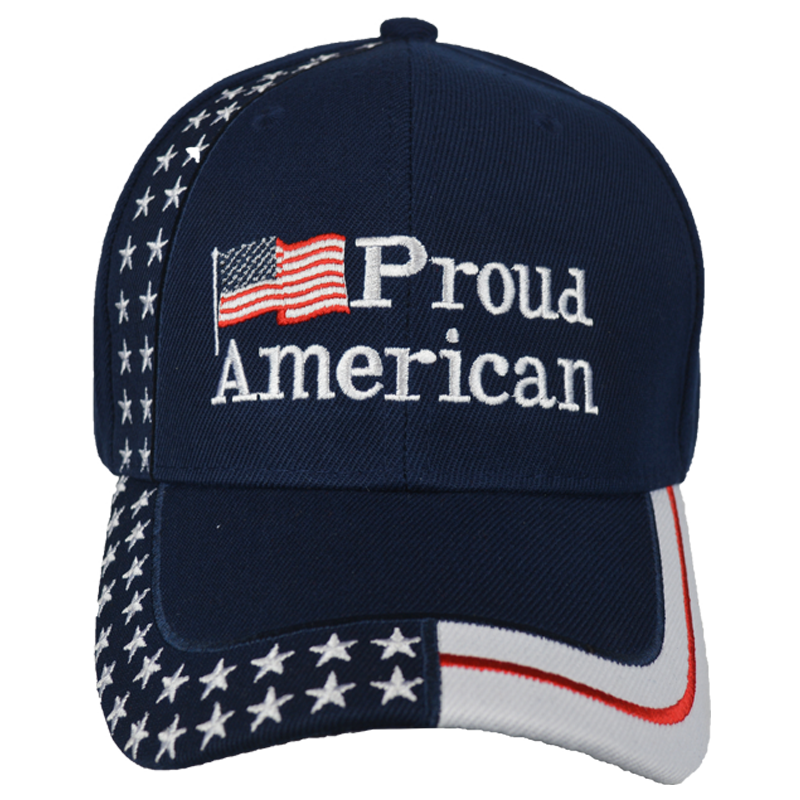 Blue Embroidered Proud American Baseball Cap – view 1