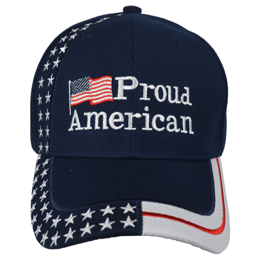 Blue Embroidered Proud American Baseball Cap – view 1