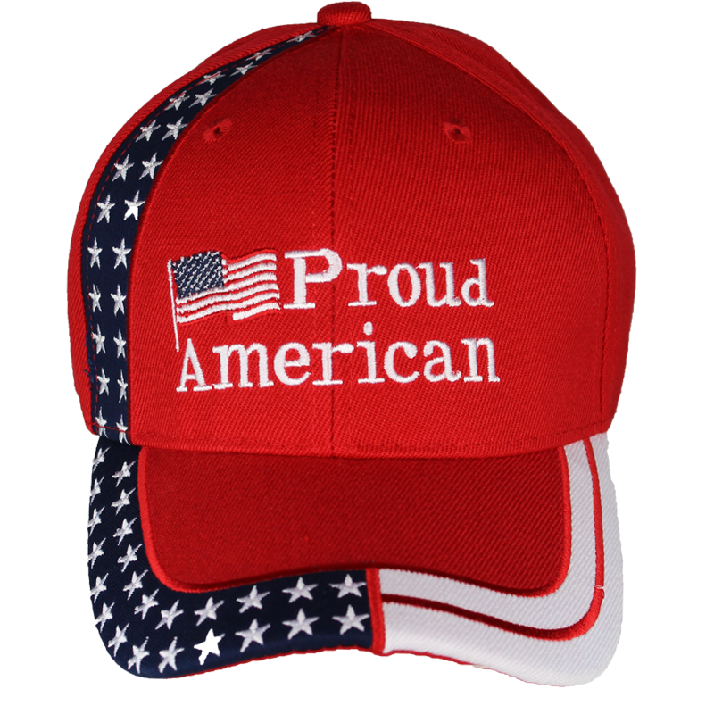 Red 3D Embroidered Proud American Patriotic Cap – view 1