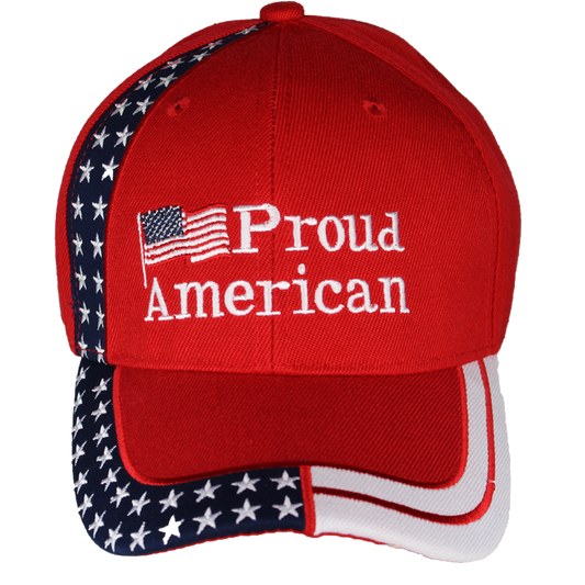 Red 3D Embroidered Proud American Patriotic Cap – view 1