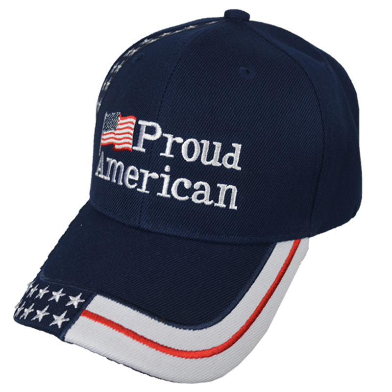 Blue Embroidered Proud American Baseball Cap – view 2