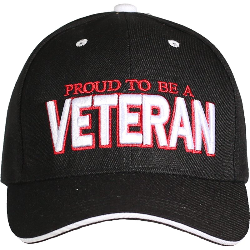 Proud to Be a Veteran 3D Embroidered Black Cap – view 1