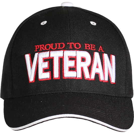 Proud to Be a Veteran 3D Embroidered Black Cap – view 1