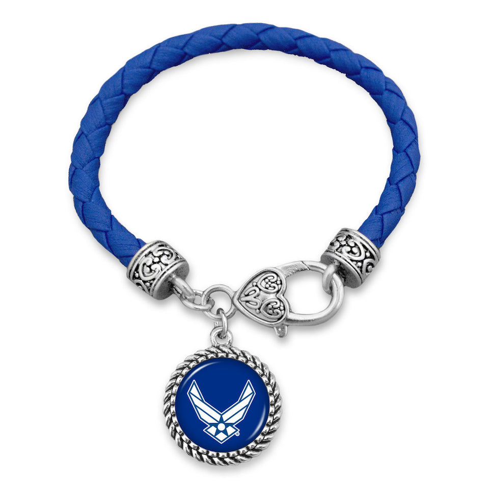 Air Force Wings Logo Leather Bracelet