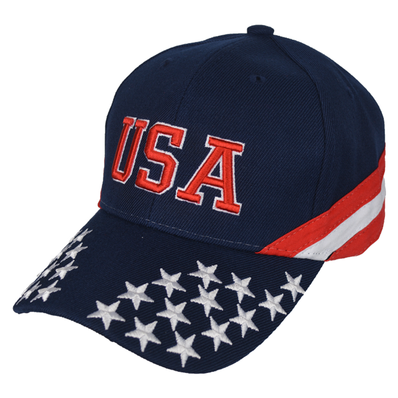Navy Embroidered Stars & Stripes Patriotic Cap – view 2